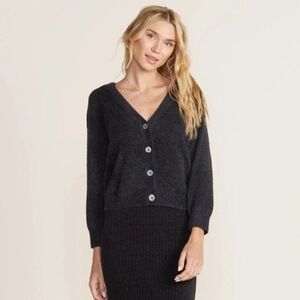 Barefoot Dreams CozyChic Lite Diamond Pointelle Cardigan | Size XS | Navy blue